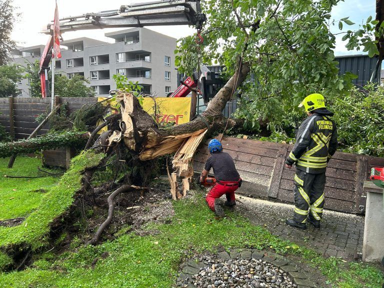 Unwetter in Feldkirch, Feuerwehr Gisingen