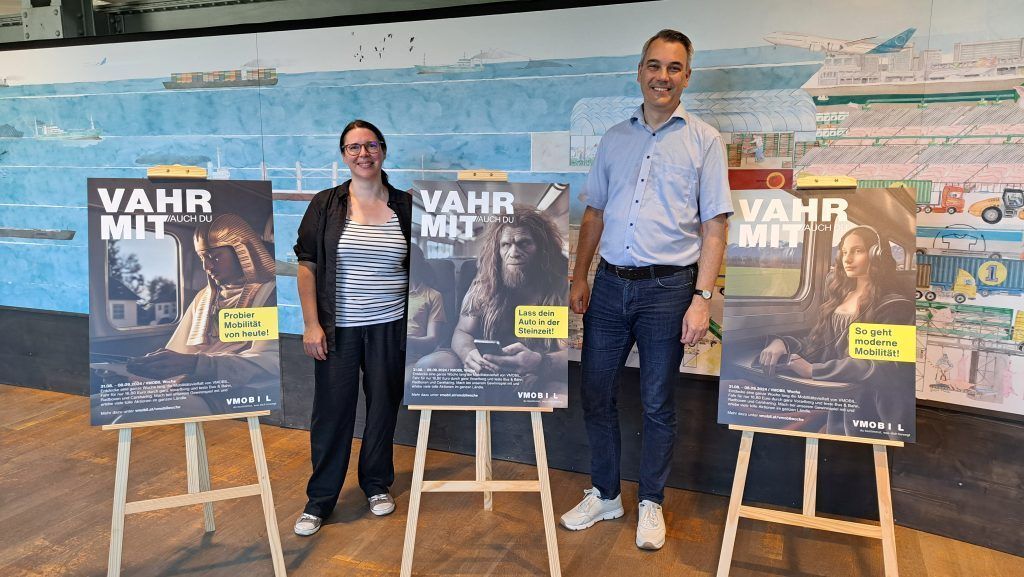 Steinzeitmensch und Mona Lisa werben für klimafreundliche Mobilität