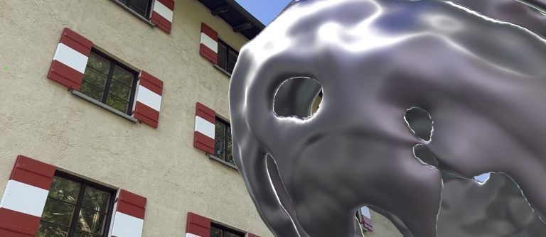 Virtuelle Kunst von Theo Altenberg übers Handy verschmilzt mit der Umgebung
