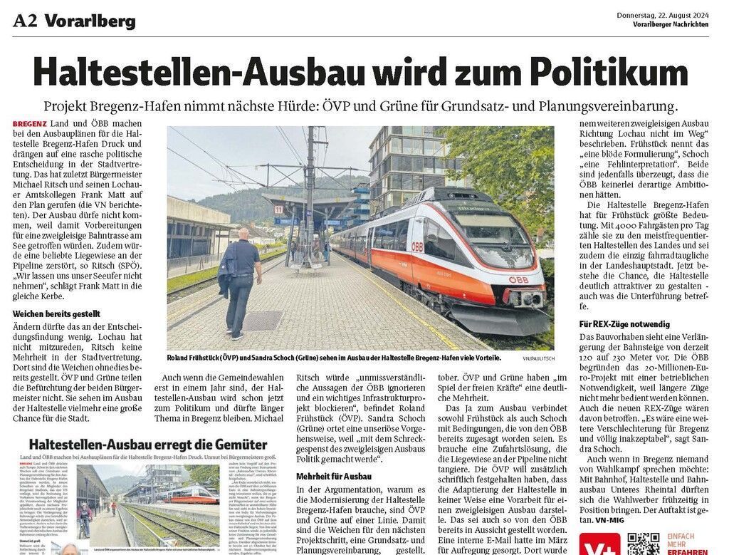 Bedeutung und <br/>Potenzial der Haltestelle Bregenz-Hafen