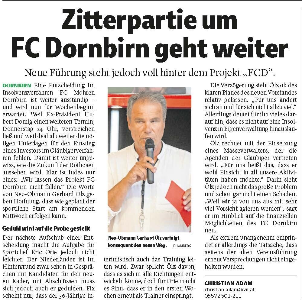 Zur Insolvenz des FC Dornbirn