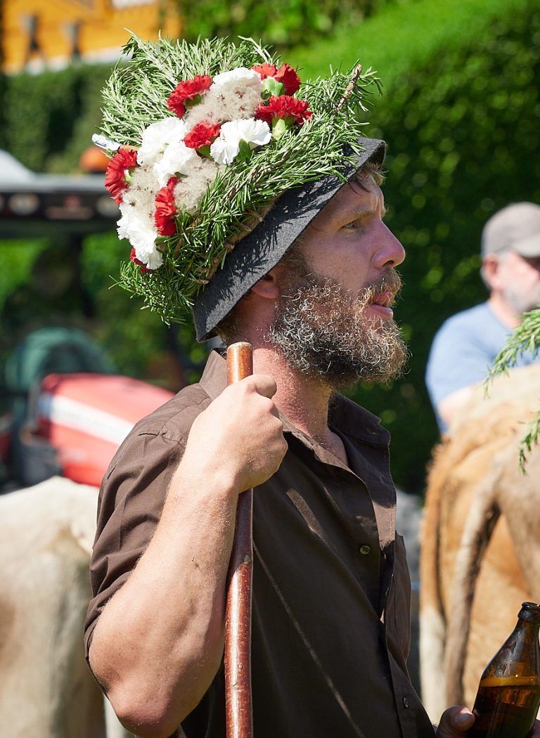 Christof Fetz - verantwortlicher Hirte - Fraxner Alpabtrieb von den Alpen Maiensäß und Staffelalpe