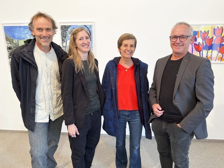 Ferdinand Ruef, Veronika Schubert, Cäcilia Falk und Kurator Georg Vith luden in die _Welten des Narrativen_