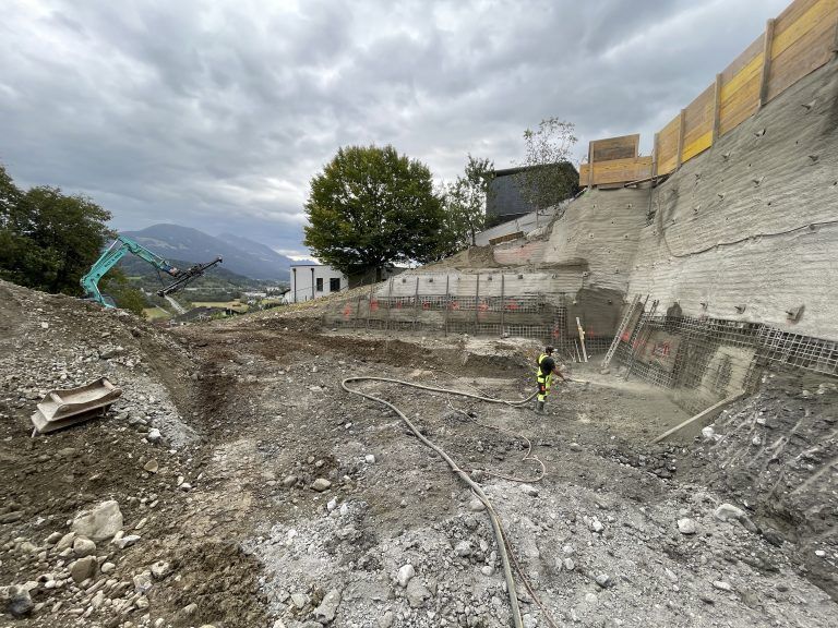 VS Fellengatter, Bildungszentrum, Aushub, Baugrube, Baugrubensicherung