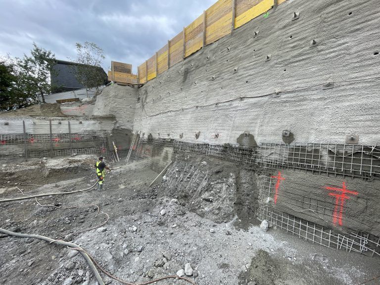 VS Fellengatter, Bildungszentrum, Aushub, Baugrube, Baugrubensicherung