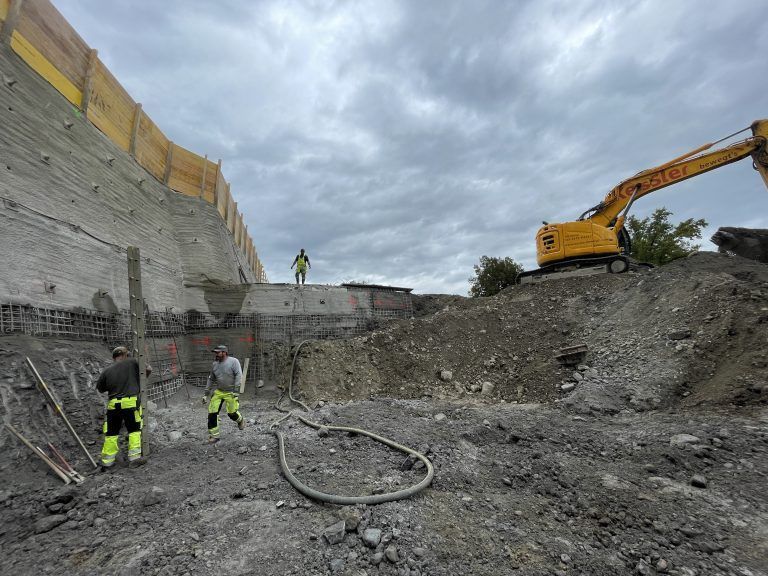 VS Fellengatter, Bildungszentrum, Aushub, Baugrube, Baugrubensicherung