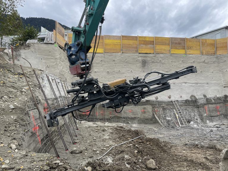 VS Fellengatter, Bildungszentrum, Aushub, Baugrube, Baugrubensicherung