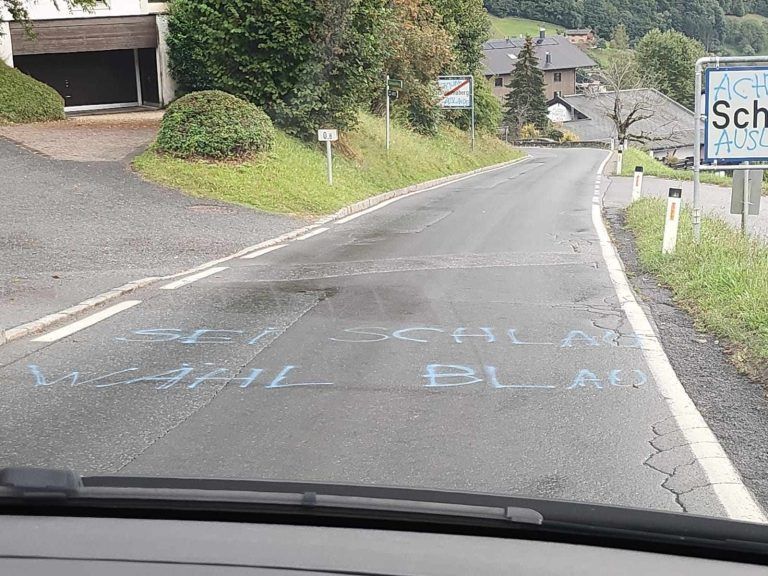 montafon NR wahl FPÖ Verkehrsschild Spray