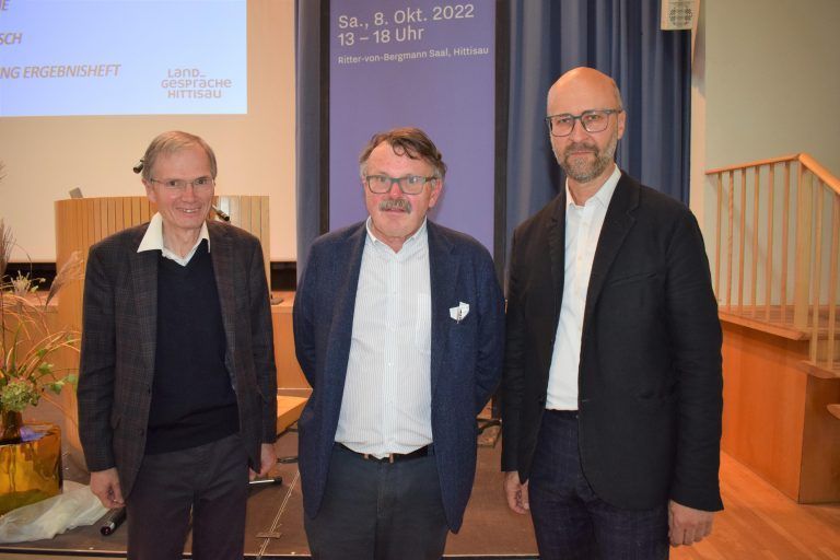 Die Landgespräche sind eine private Initiative von Hermann Hagspiel, Johann Steurer und Markus Faißt (v.l.) - Landgespräche Hittisau
