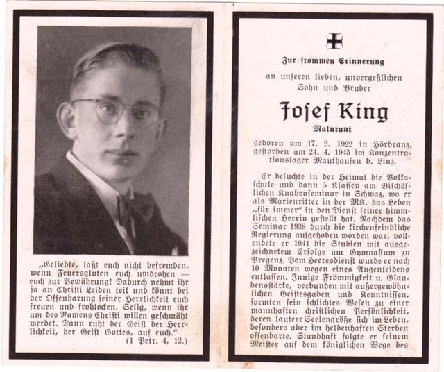Der Hörbranzer Josef Anton King (1922-1945). - Erfolgreiche Uraufführung des neuen Theaterstücks „Zur falschen Zeit – Biografie von Josef Anton King“ der Heimatbühne Möggers - Erfolgreiche Uraufführung des neuen Theaterstücks „Zur falschen Zeit – Biografie von Josef Anton King“ der Heimatbühne Möggers