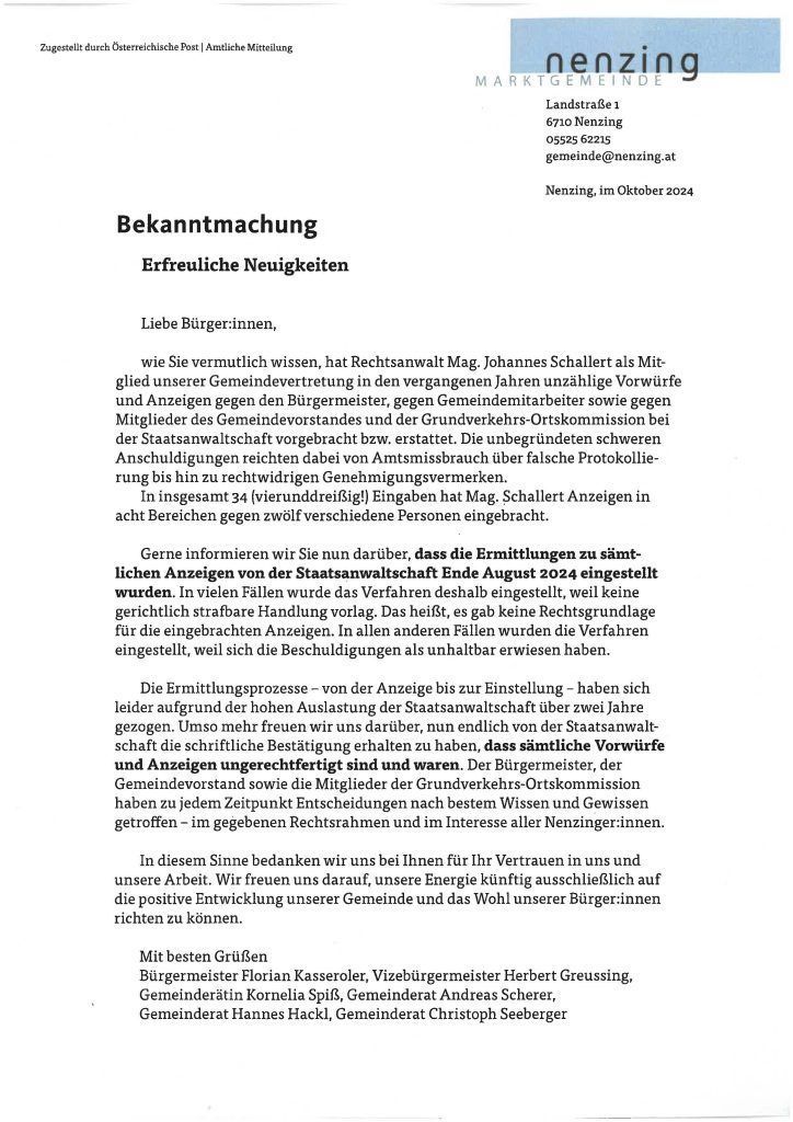 Notar und Landwirt in Nenzing: Weshalb die Staatsanwaltschaft die Ermittlungen einstellt