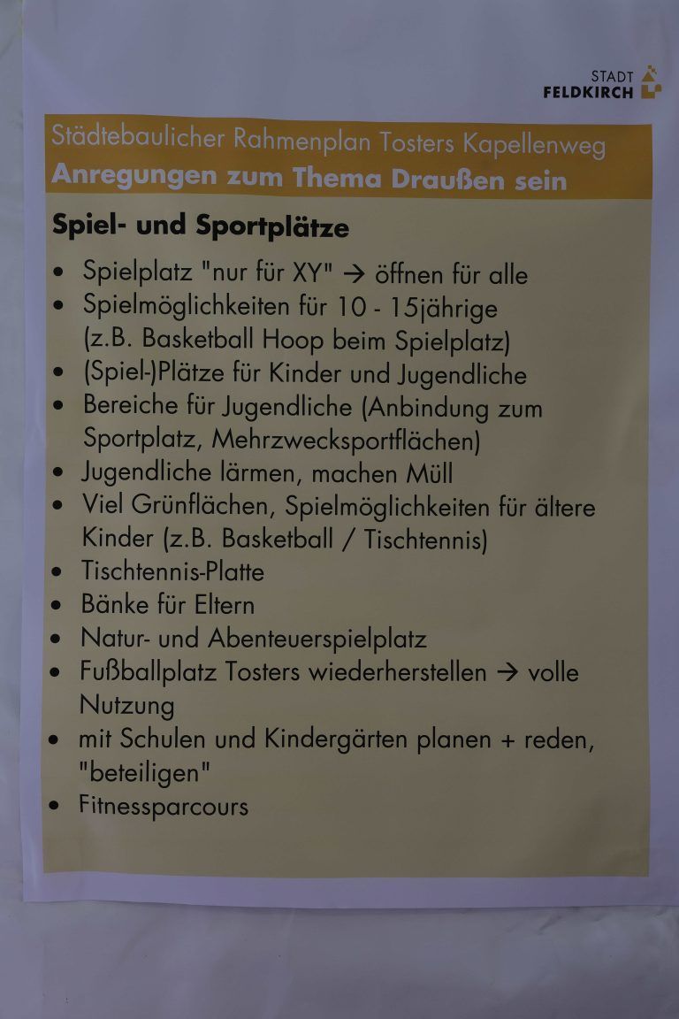 Workshop für Stadtteilpark in Tosters