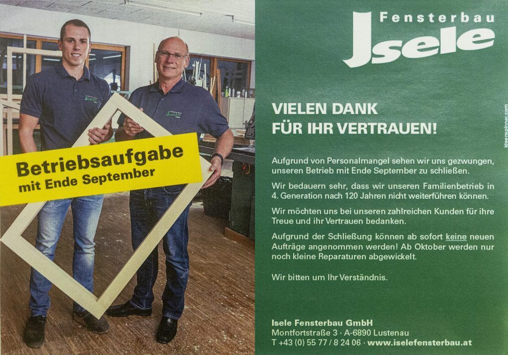 Es war einmal  Fensterbau Isele: Wehmütiges Ende eines Parade-Kleinbetriebs