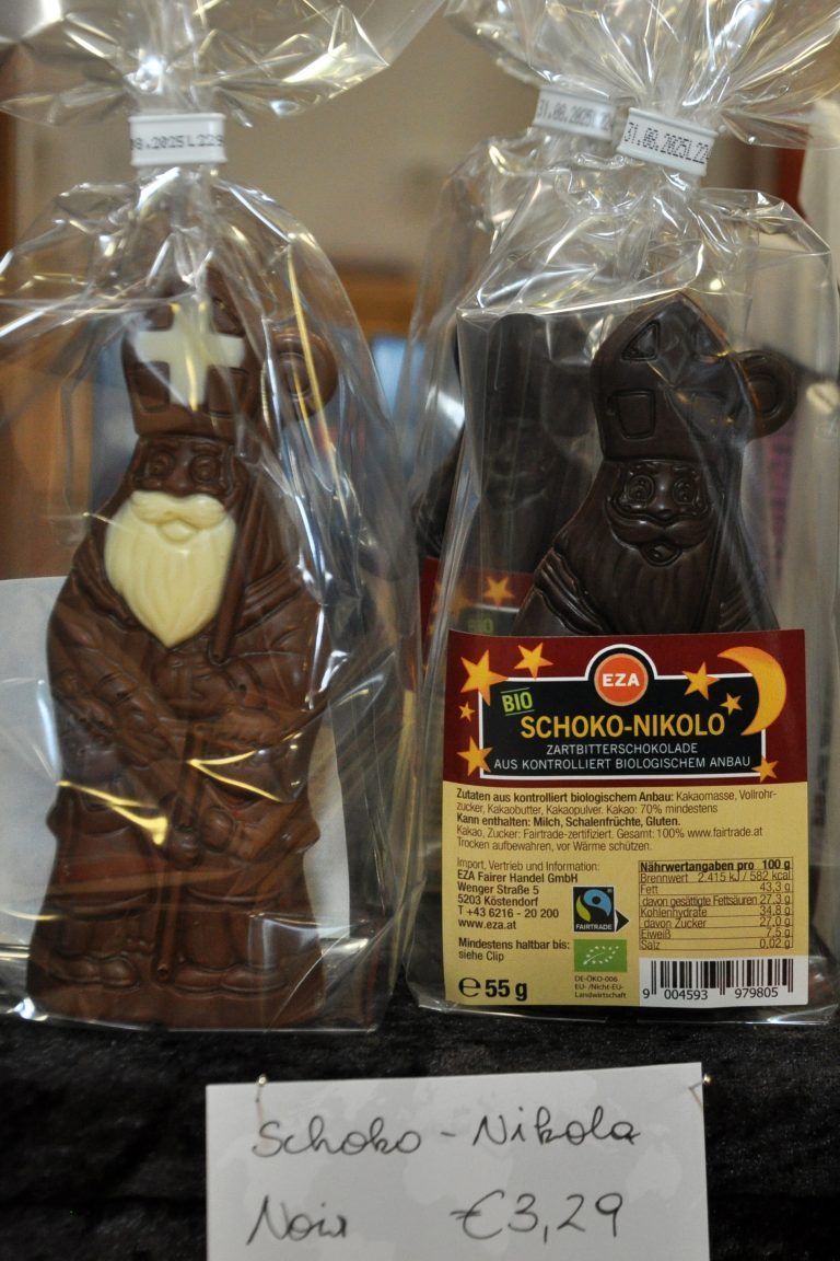 Der Nikolo der EZA hat heuer den Südwind-Nikolo-Check als fairster Schokonikolo gewonnen. - Faire Schokolade im Advent