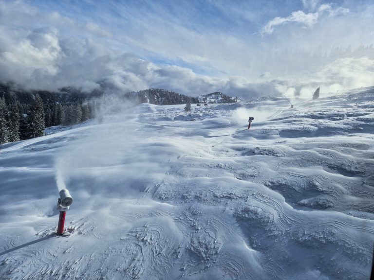 Silvretta Nova, Beschneiung, Schneekanone, Skipiste, Skifahren
