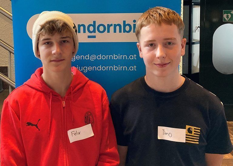 Jugendliche gestalten Dornbirns Zukunft mit: Felix Dür und Timo Mainetti gefiel es viele neue Leute kennenzulernen.