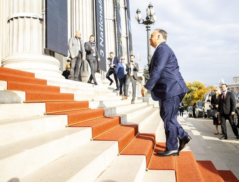 ABD0022_20241031 – WIEN – STERREICH: Ministerprsident von Ungarn, Viktor Orban (Fidesz) am Donnerstag, 31. Oktober 2024, anl. eines Besuchs im Parlament in Wien. – FOTO: APA/TOBIAS STEINMAURER