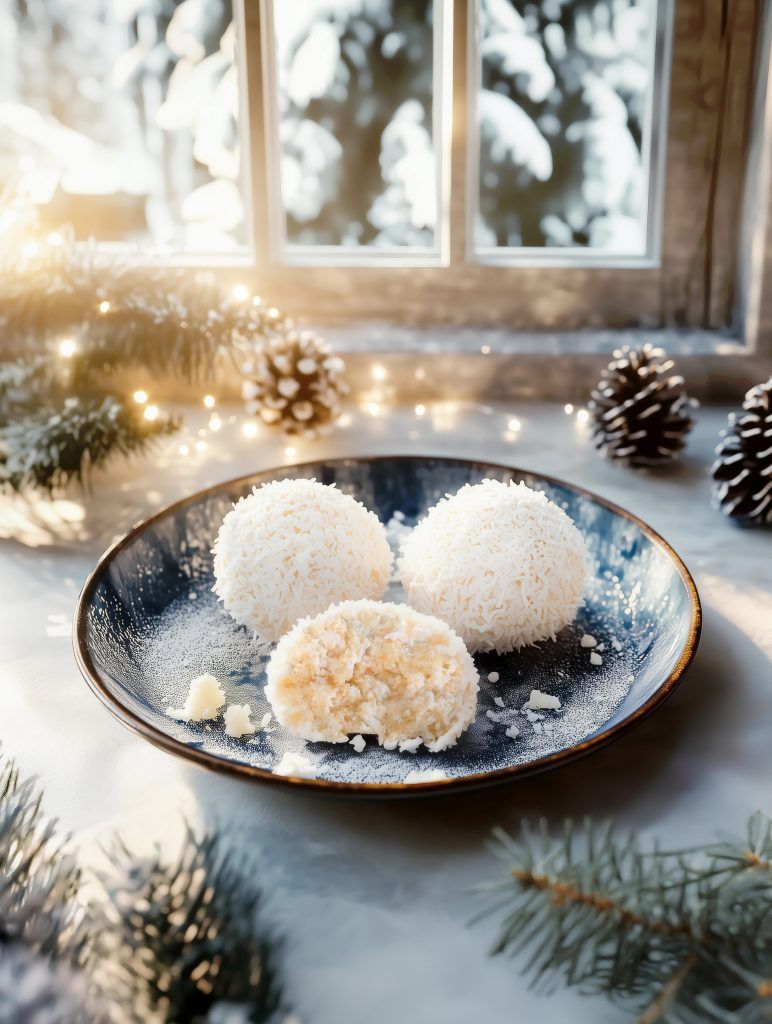 Schneebälle mit Biskuit und Ananas