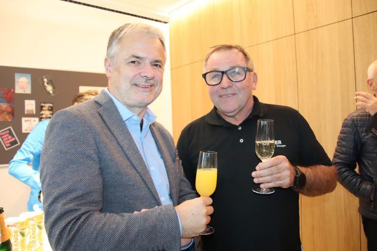 Bgm. Walter Moosbrugger und Christoph Rohner. - Eröffnung Büro KPV Schwarzach