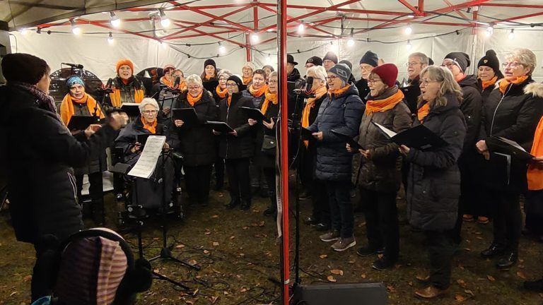Der Männer- und Frauenchor stimmte fröhlich Weihnachtslieder an. - Advent im Park stimmte auf die Weihnachtszeit ein - Advent im Park