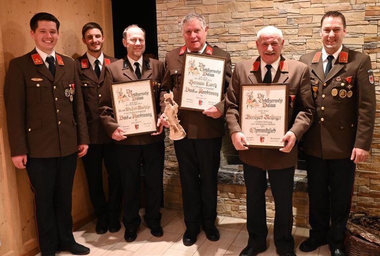 Maximilian Schöpf, Winfried Burtscher, Hermann Loretz und Bernhard Reisinger wurden geehrt.