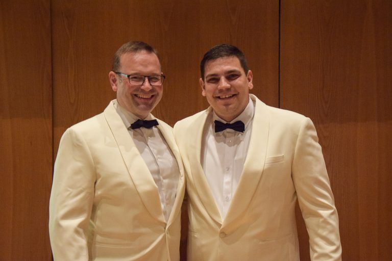 Die Feuerwehr Lustenau lud zum "Walk of Flame" in den Reichshofsaal: Die Leiter des Organisationskomitee: Daniel Steinhofer und Milos Zivanovic. (Feuerwehr Lustenau)