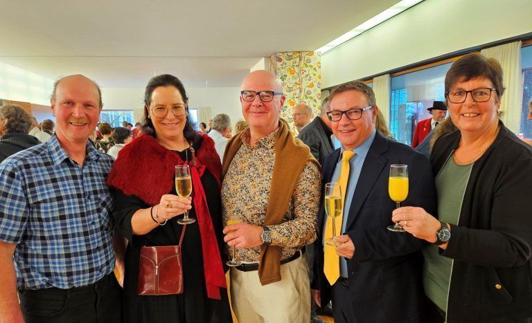Gute Stimmung beim Neujahrsempfang des Bürgermeisters in Lochau: Richard Faisst, Petra Böck, Stefan Schnetzer, Christophorus Schmid und Petra Rührnschopf.