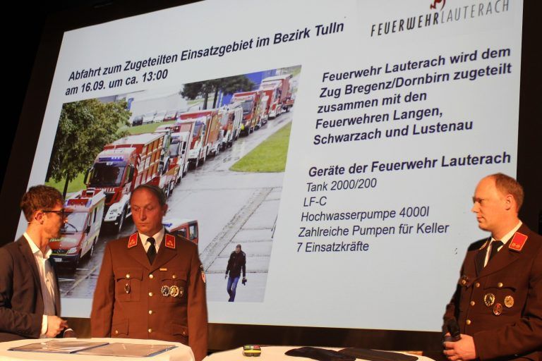 Vereine sind das Herz der Gesellschaft: Eindrucksvoll der Rückblick auf den Katastropheneinsatz der Feuerwehr in Niederösterreich. Anhand einer Power-Point-Präsentation erinnerten Feuerwehrler im Gespräch mit Lukas Greussing die beispielhafte Hilfsaktion.