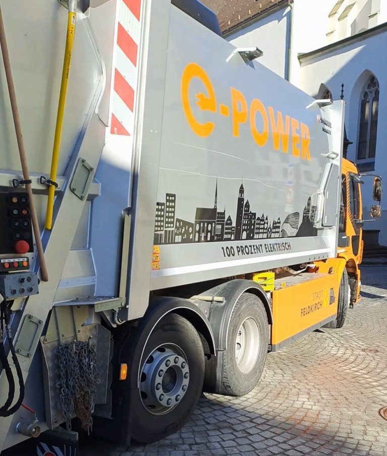 E-Müllauto, Elektromobilität, erster E-Lkw in der kommunalen Abfalwirtschaft in Westösterreich