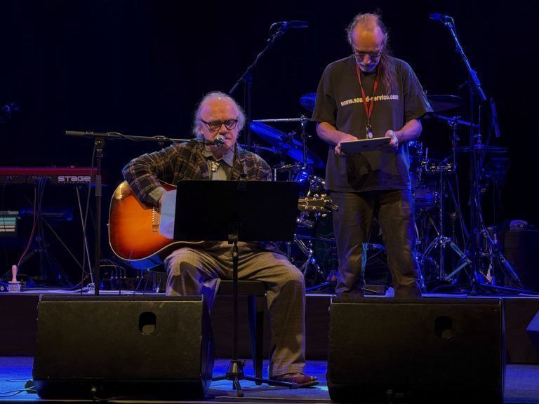 Michael Köhlmeier und Andy Fitz beim letzten Soundcheck