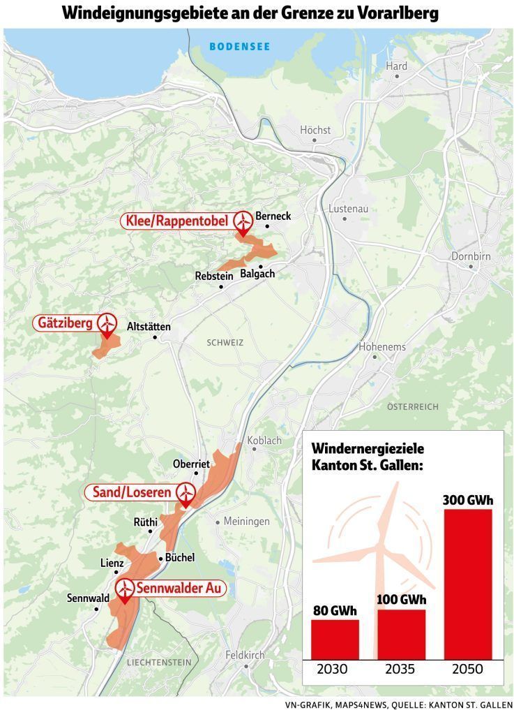 Windkraft: Gute bis exzellente Verhältnisse an der Schweizer Grenze