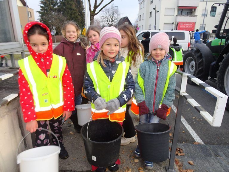 Bereits nach einer halben Stunde waren alle Hackschnitzel abgeräumt. - Mit Kübel und Schubkarre zum Weltrekord - Die Volksschule Rohrbach lud zur großen Hackschnitzel-Challenge.