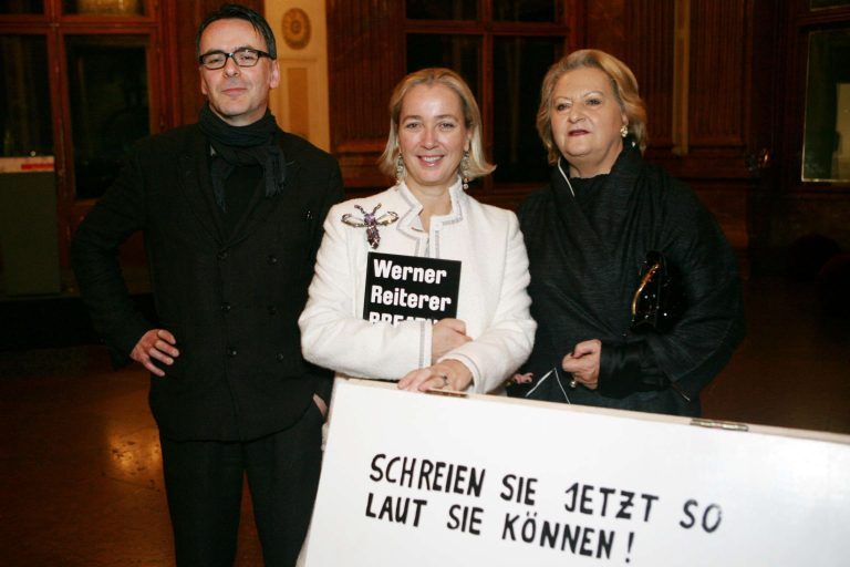 Werner Reiterer (Künstler), Agnes Husslein-Arco (Direktorin Belvedere) und Ursula Krinzinger (Galeristin)."