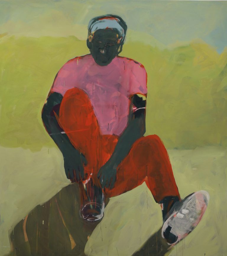 Lorenz Helfer, Sitzende Figur, 2022, Aussendispersion auf Leinwand