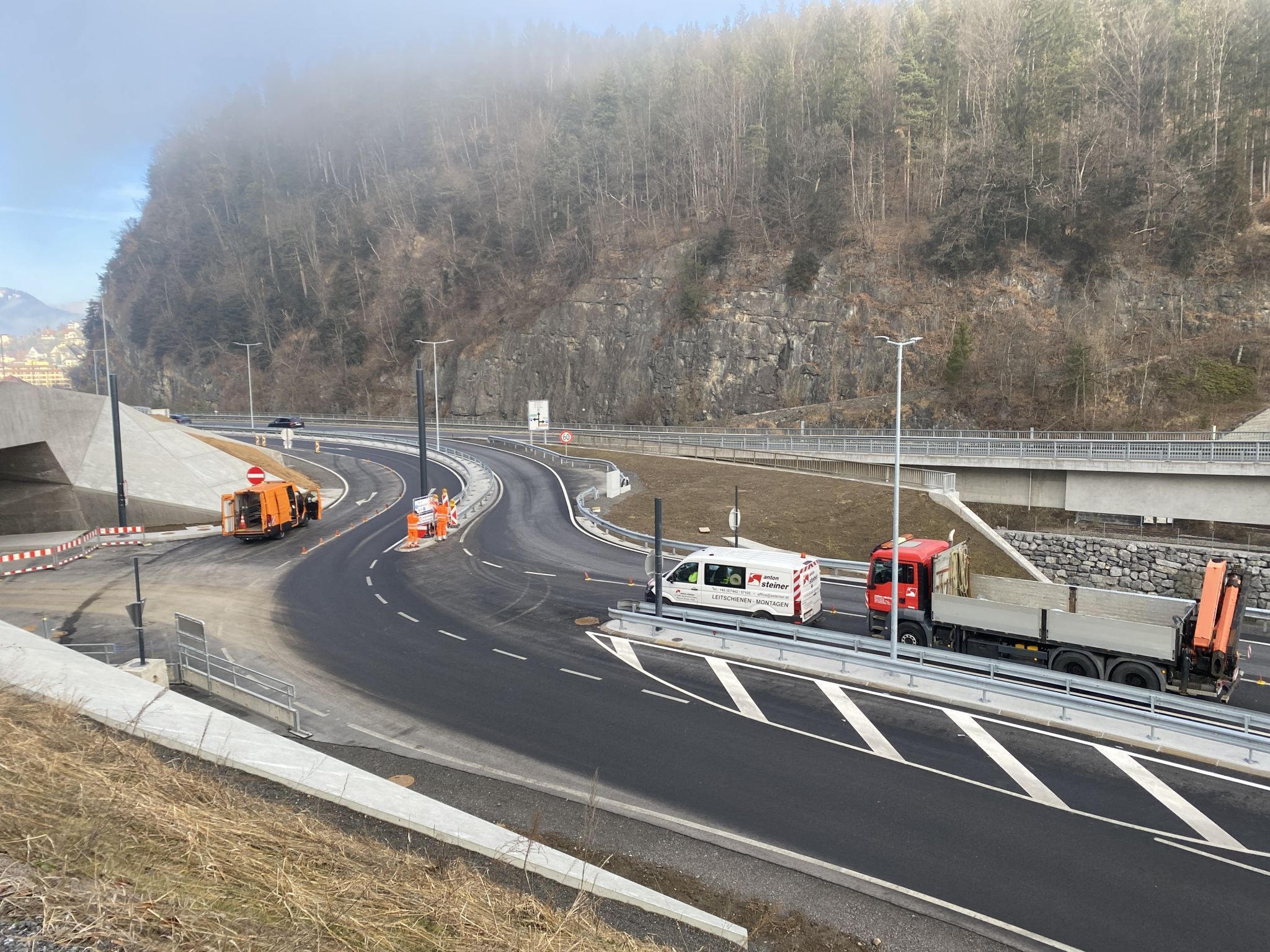 Unfallstelle Felsenau am Montag