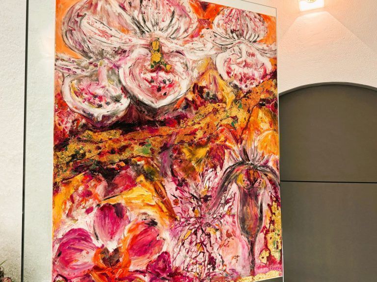 Beeindruckende Ausstellung: Orchideenpissoirs.