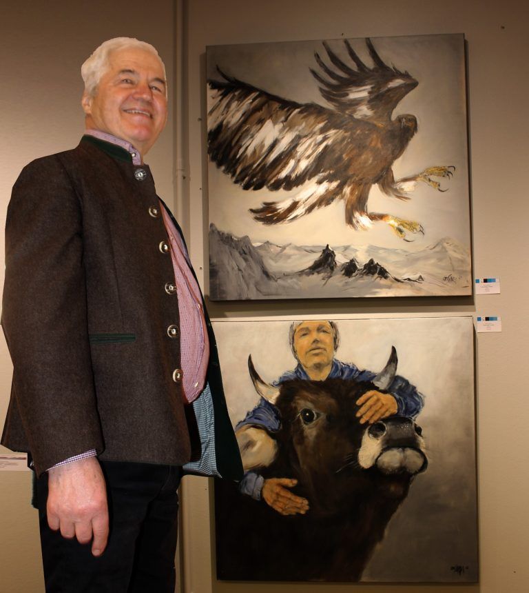 Grenzenloses Interesse in Sachen Kunst: Otto Simma ist in der Lindenberger Ausstellung mit mehreren Gemälden vertreten.