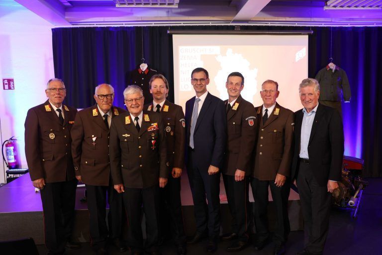 REinhard Amann, Werner SChwarz, Manfred Morscher, Elija KnaflitschLH Markus Wallner, LFI Herbert Österle, Ehrenvorsitzender Hubert Vetter und LR a.D Erich Schwärzler.