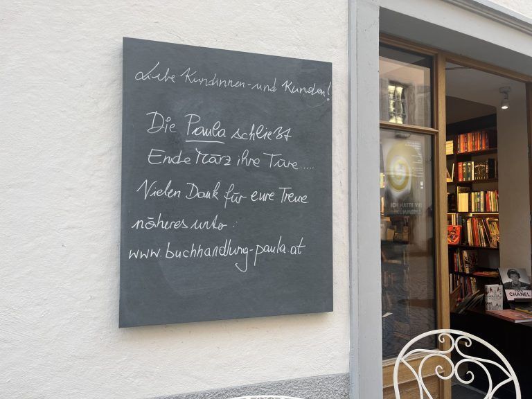 Buchhandlung „Paula“ schließt, Feldkircher Goaßzipfel, Lokaler Handel