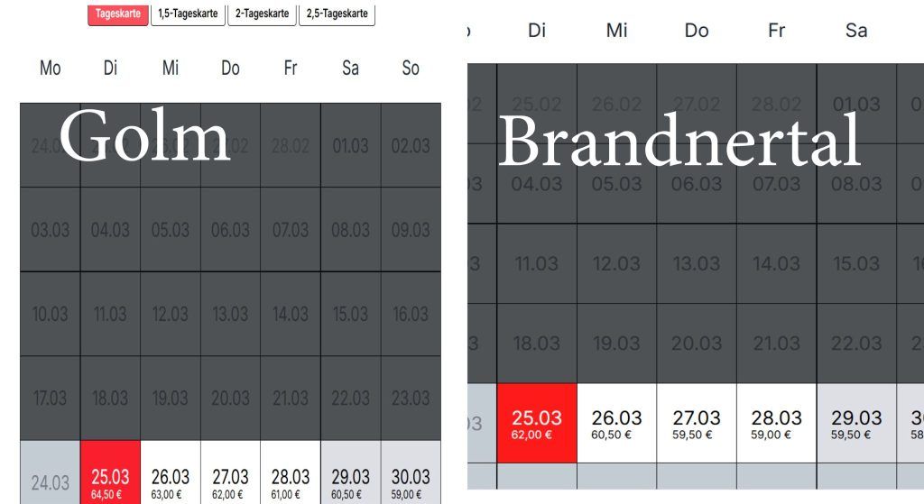 Dynamic-Pricing: Auch zum Saisonende hin hohe Tagespreise in den Skigebieten