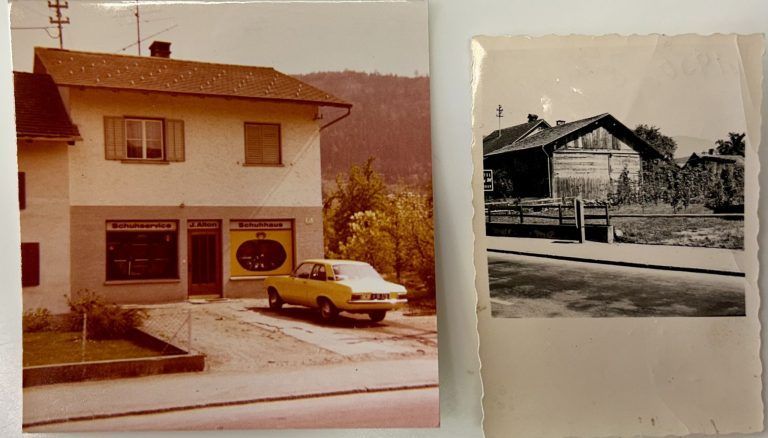 75 Jahre ALTON – eine Erfolgsgeschichte: 1 - Christine Alton, 2 Elisabeth Alton, 3 Thomas Alton, 4 FRanz Alton in sener Werkstätte, 5 die Maschine seines Vaters, 6 Detail der Maschine, 7Personal mit "Chefinnen", 8 die Firmengründer, 9 die Räumlichkeiten Reichsstrasse vor und nach dem Hausbau, 10 Foto des Schaufensters (Bildergalerie)