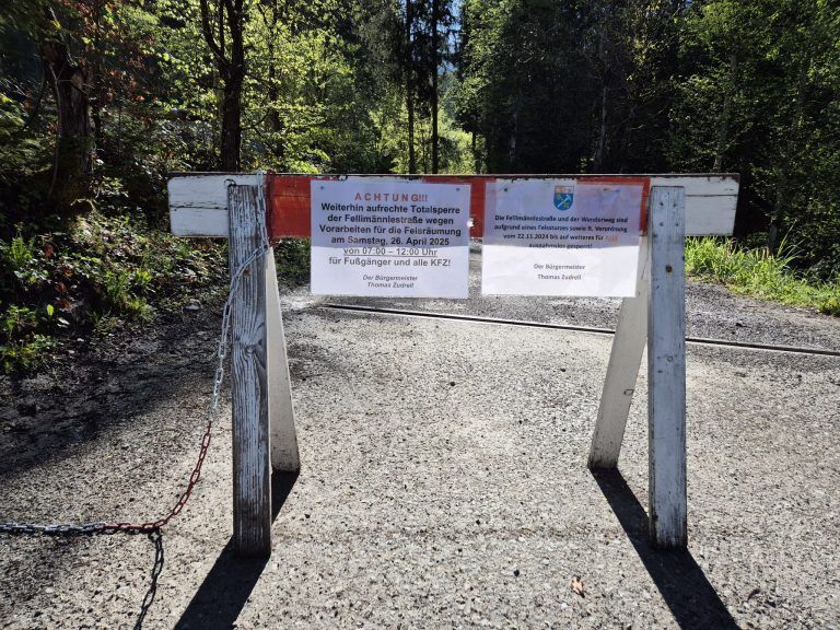 Silbertal, Sperre Fellimännlestraße, wegen Felssturz