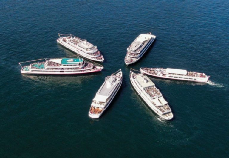 Bodensee-Schifffahrt startet durch: Der Stern, den die Schiffe der VSU bilden, ist der Höhepunkt und Abschluss der 52. Flottensternfahrt, die am Samstag Bregenz zum Ziel hat.