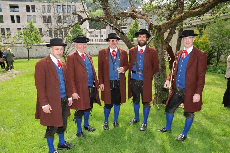 Advokat der Armen und Stadtheiliger gefeiert: staddtmusikanten "Basti", Peter, Elmar, Mathias und Johannes.