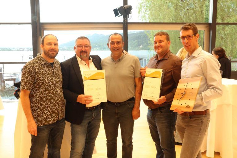 Ökoprofit-Programm: Neues und Jubiläen: Textiler Stefan Burgstaller, Bernd Matt, Ersan Simsek (TFE), Christopher Haberl und Michael Schranz (Textil).