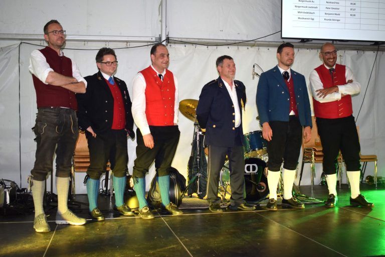Ein Feuerwerk der Blasmusik mit 20 Musikkapellen: Gespannt warten die Kapellmeister der Stufe D auf das Urteil der Jury.