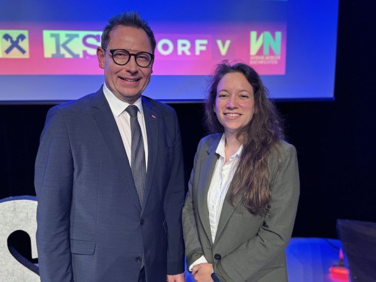 Zivilcourage im Fokus: ORF - Landesdirektor Markus Klement und VN -Chefredakteurin Isabel Russ.