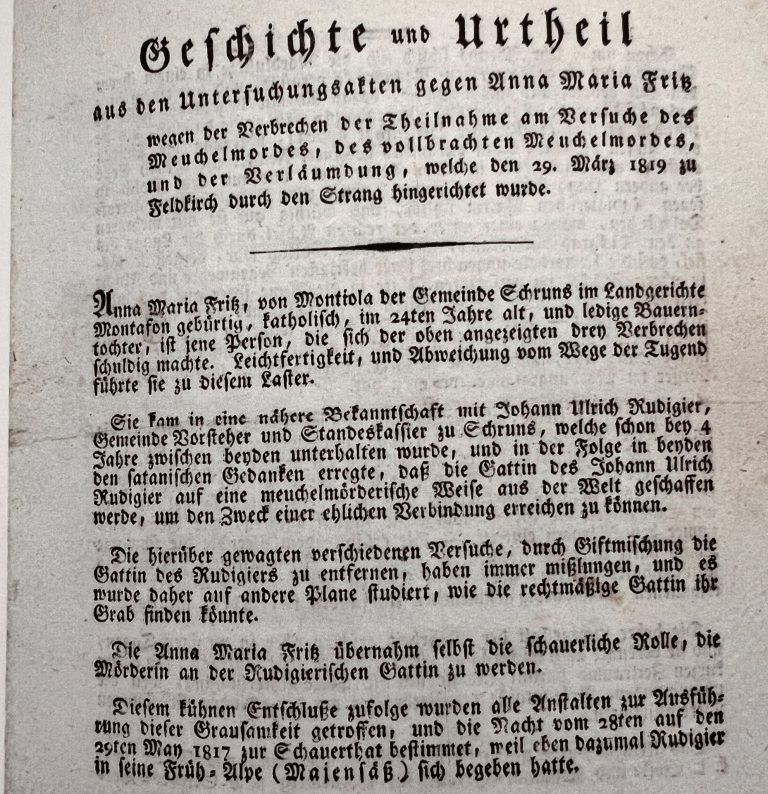 Flugblatt Hinrichtung Anna Maria Fritz