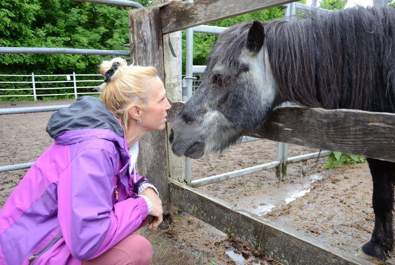 Eine Ranch als Ort der Heilung: Mit ihren Pferden zu reden, gehört für die Tierretterin zum Alltag auf der Ranch. HRJ