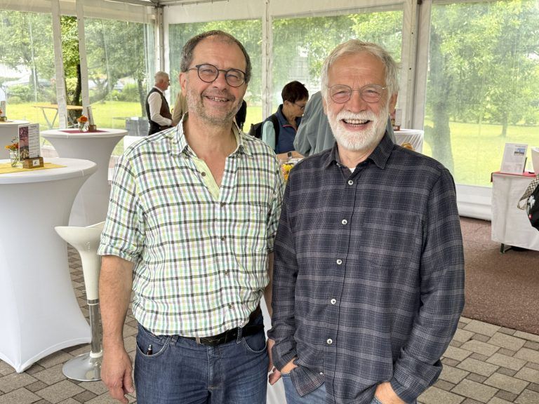 Internist Peter Grabher und Alois Riedmann waren schon vorher gut gelaunt